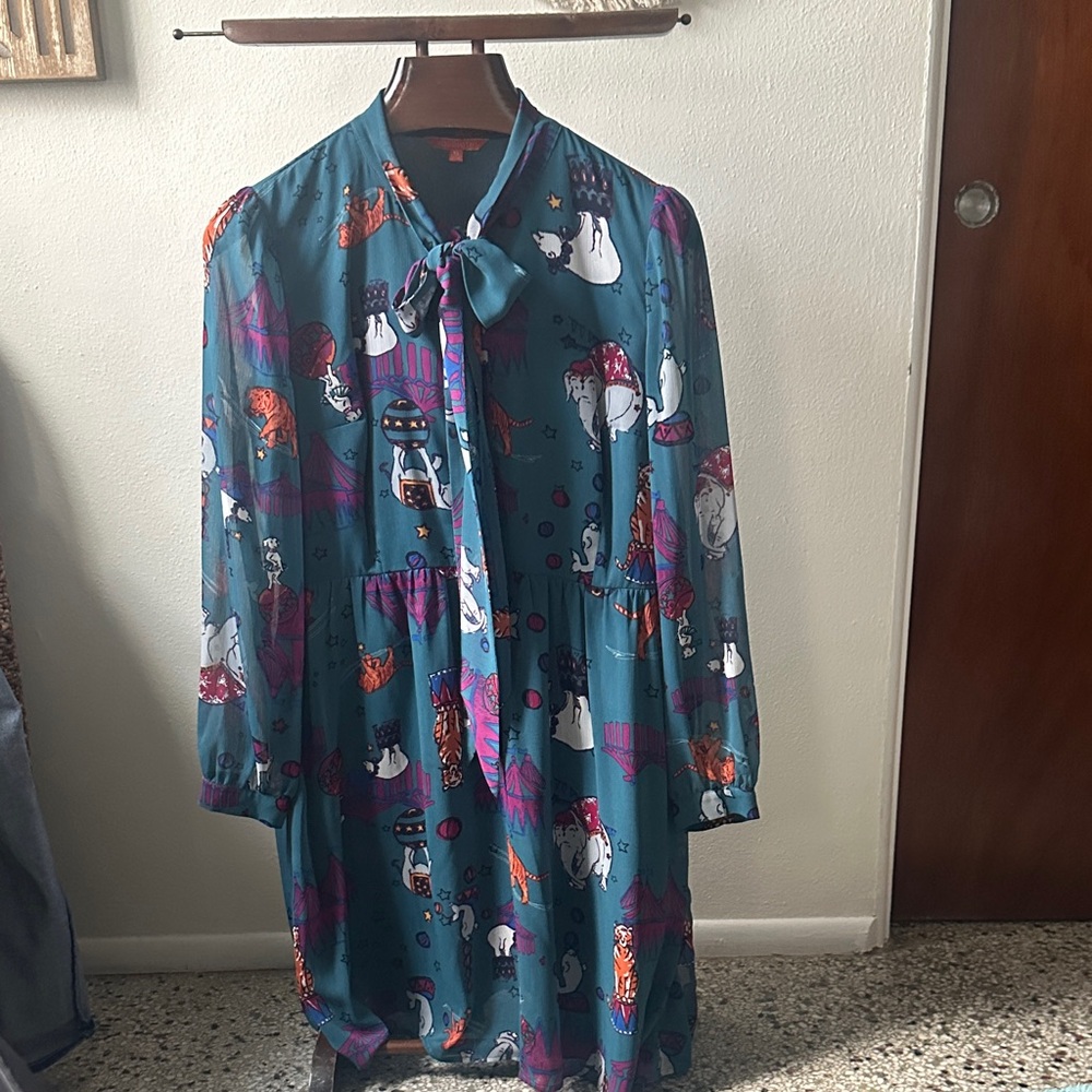 Modcloth Brown and Blue Dress